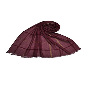 Golden stripes square box hijab - Maroon